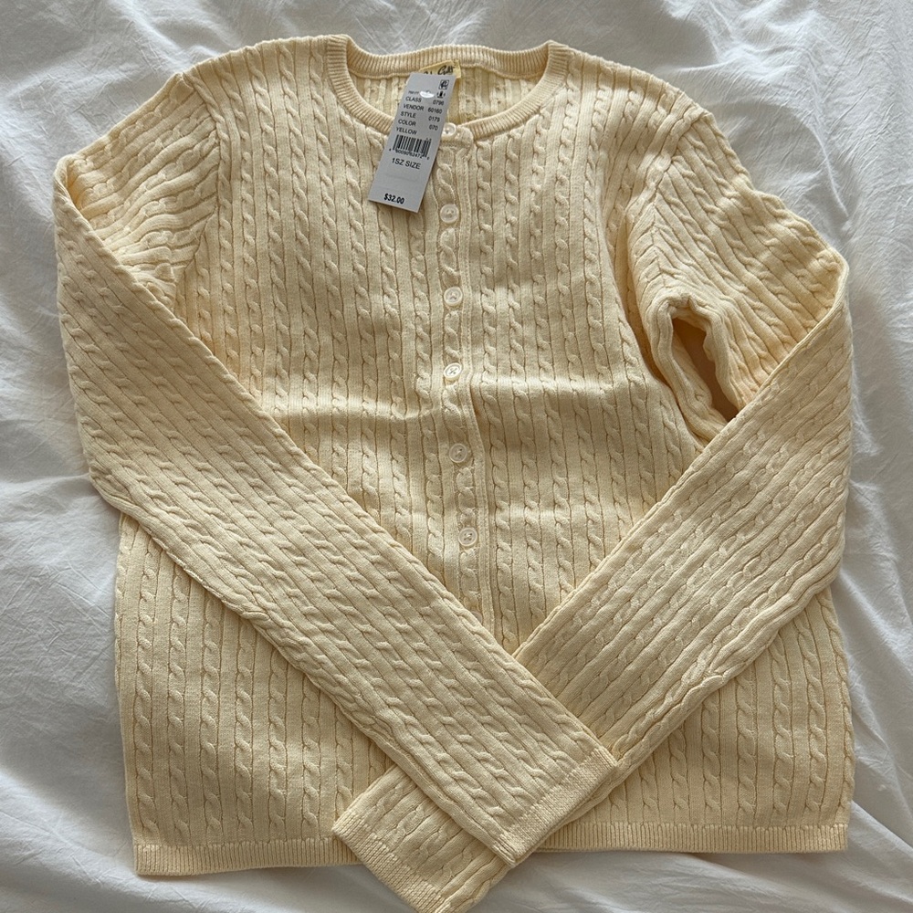 Brandy Melville Light Yellow Cable Knit Cardigan